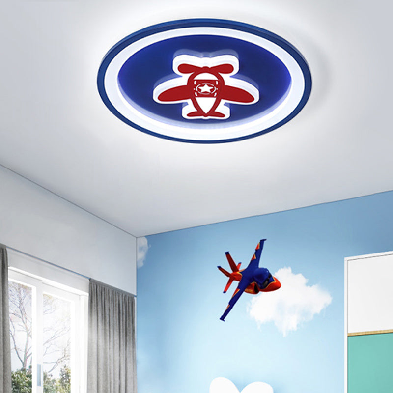 Acrylic Circular LED Ceiling Mount Light Cartoon Cute Ceiling Lamp for Baby Room Kindergarten Blue Clearhalo 'Ceiling Lights' 'Close To Ceiling Lights' 'Close to ceiling' 'Flush mount' Lighting' 191967