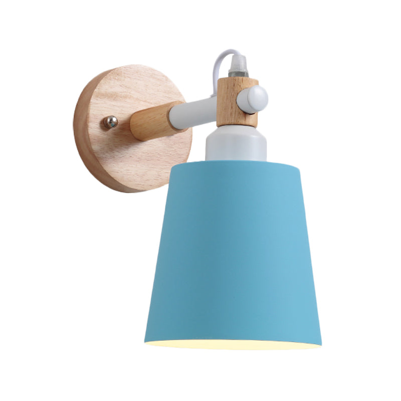 Macaroon Tapered Shade Wall Light Metal 1 Head Wall Sconce Light for Kid Bedroom Clearhalo 'Wall Lamps & Sconces' 'Wall Lights' Lighting' 191993