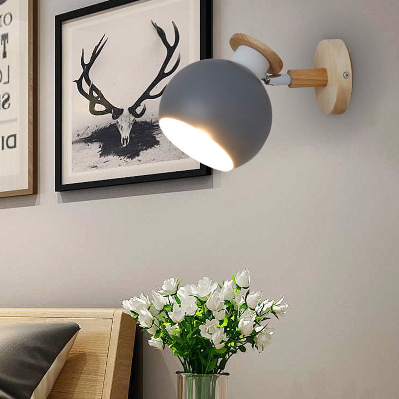 Circle Study Room Wall Sconce Metal Modern Style 1 Light Candy Colored Wall Light Grey Clearhalo 'Wall Lamps & Sconces' 'Wall Lights' Lighting' 192035