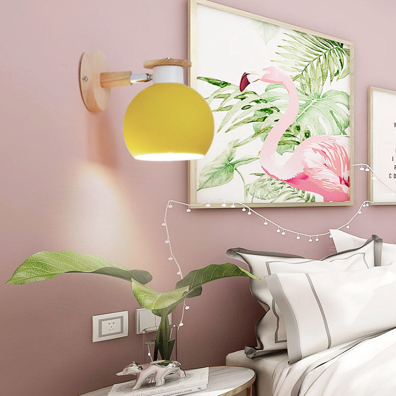 Circle Study Room Wall Sconce Metal Modern Style 1 Light Candy Colored Wall Light Yellow Clearhalo 'Wall Lamps & Sconces' 'Wall Lights' Lighting' 192041