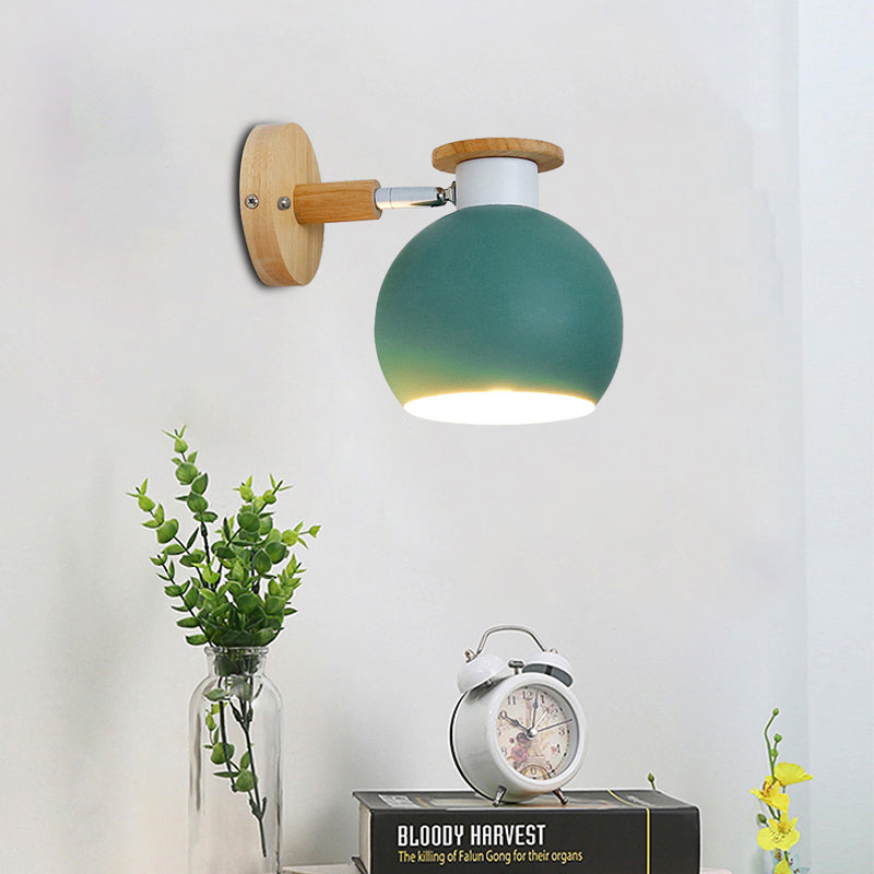 Circle Study Room Wall Sconce Metal Modern Style 1 Light Candy Colored Wall Light Green Clearhalo 'Wall Lamps & Sconces' 'Wall Lights' Lighting' 192047