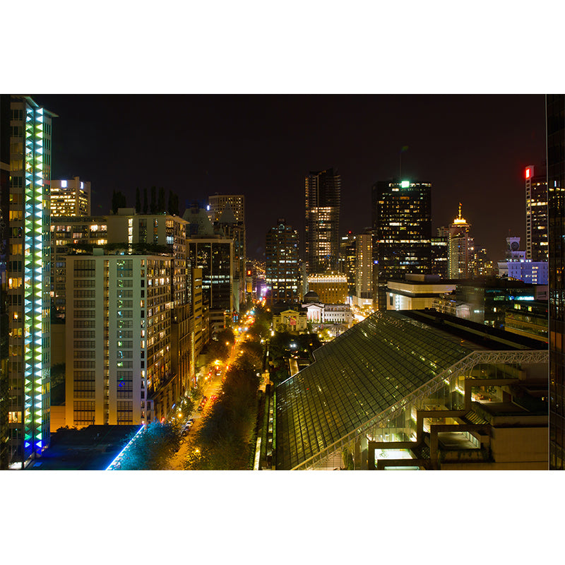 Photograph Night City Scenery Mural for Living Room, Dark Color, Personalized Size Clearhalo 'Wall Decor' 'Wall Mural' 1920475