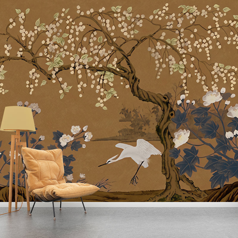 Asia Longan Trees Harvest Mural Dark Color Flower Wall Art for Dining Room, Custom-Made Clearhalo 'Wall Decor' 'Wall Mural' 1920541