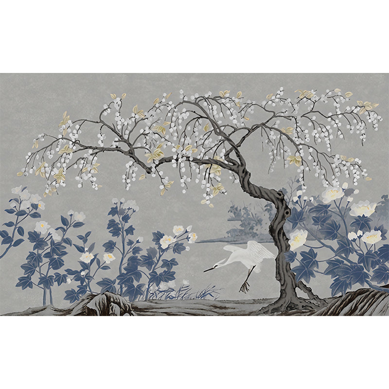 Asia Longan Trees Harvest Mural Dark Color Flower Wall Art for Dining Room, Custom-Made Clearhalo 'Wall Decor' 'Wall Mural' 1920548