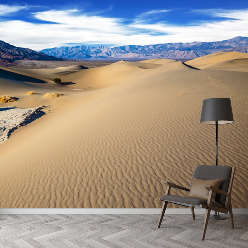 Big Modernist Wall Paper Mural Yellow Dune and Mountain Landscape Wall Covering, Custom Size Clearhalo 'Wall Decor' 'Wall Mural' 1920777