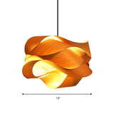 18"/23.5" Wide Twist Pendant Lamp Contemporary Wooden 1 Light Living Room Hanging Light in Beige Clearhalo 'Ceiling Lights' 'Modern Pendants' 'Modern' 'Pendant Lights' 'Pendants' Lighting' 192119