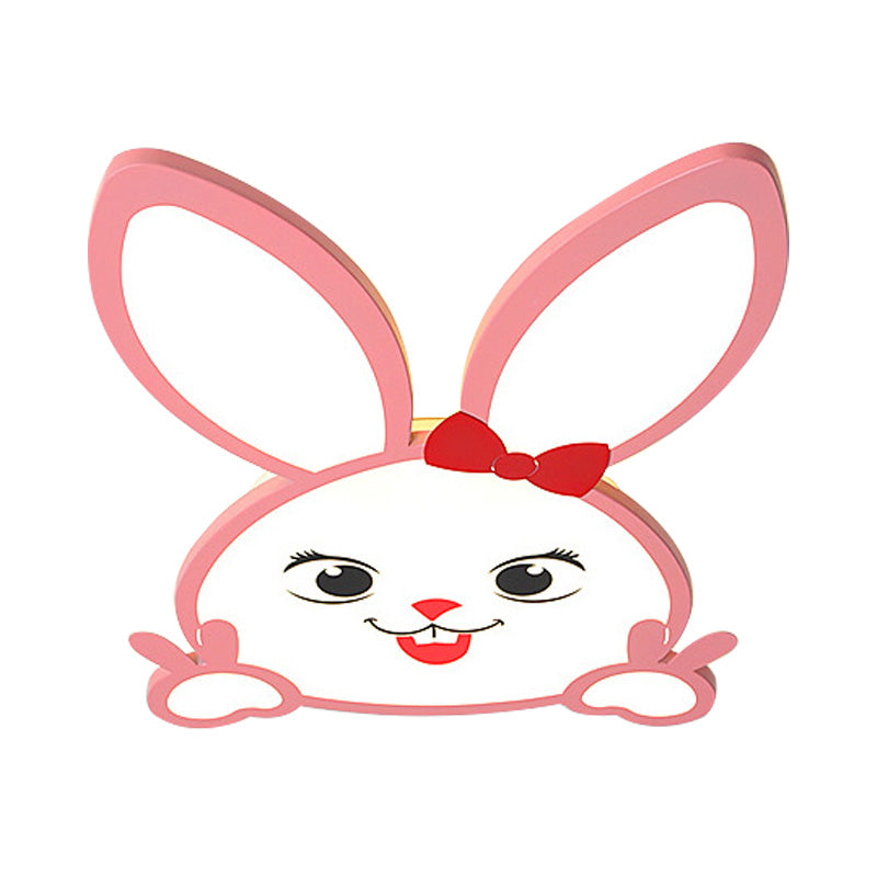 Smiling Baby Rabbit Flush Ceiling Light Animal Acrylic Metal LED Ceiling Light for Child Room Clearhalo 'Ceiling Lights' 'Close To Ceiling Lights' 'Close to ceiling' 'Flush mount' Lighting' 192134