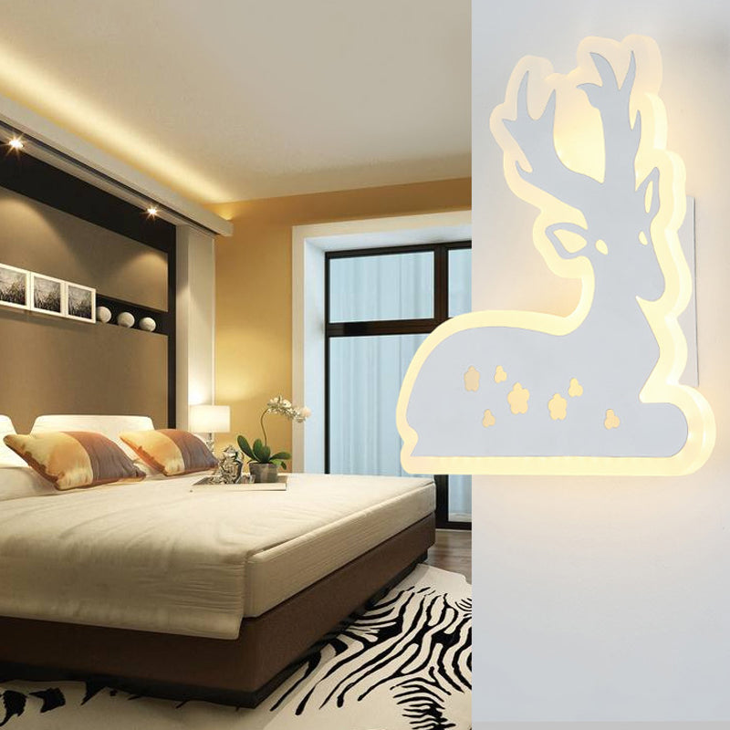 Corridor Stair Sika Deer Wall Light Acrylic Animal White Finish Sconce Light Clearhalo 'Wall Lamps & Sconces' 'Wall Lights' Lighting' 192136