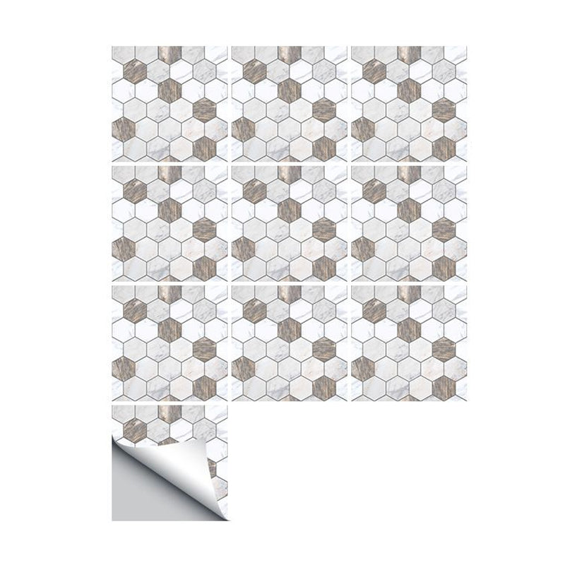 Grey Honeycomb Peel Wallpaper Panels Temporary Modern Style Kitchen Wall Decor, 50 Pcs Clearhalo 'Modern wall decor' 'Modern' 'Wallpaper' Wall Decor' 1921689