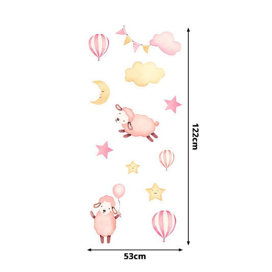 Pink Sheep Wallpaper Panel Set Animal Pattern Cartoon Peel off Wall Art for Baby Room Clearhalo 'Wall Decor' 'Wallpaper' 1922050