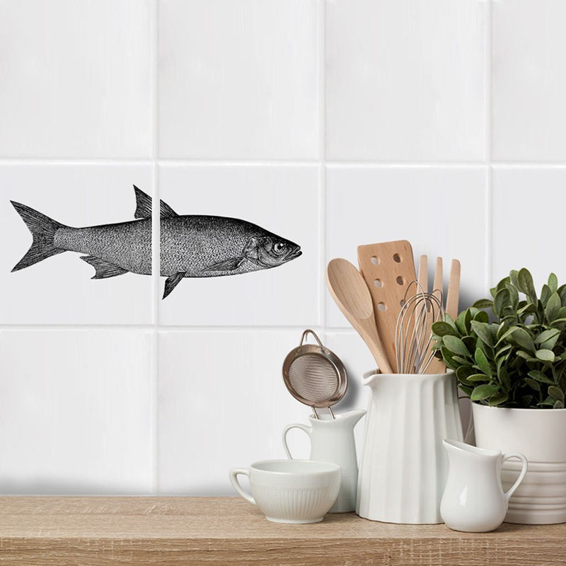 Aquatic Creatures Wallpaper Panels Kids Pick Up Sticks Kitchen Wall Art, 8' x 8" Grey Clearhalo 'Wall Decor' 'Wallpaper' 1922096