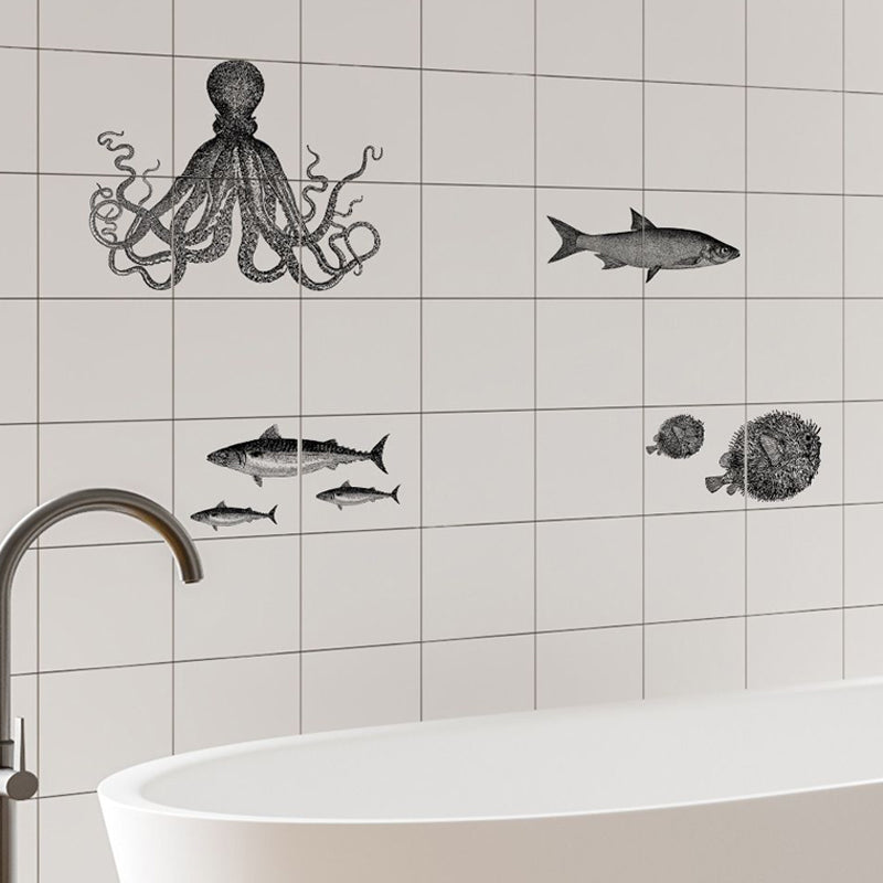 Aquatic Creatures Wallpaper Panels Kids Pick Up Sticks Kitchen Wall Art, 8' x 8" Clearhalo 'Wall Decor' 'Wallpaper' 1922098