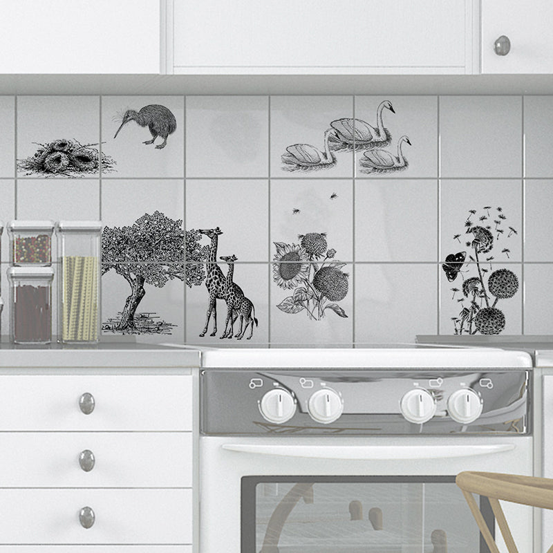 Animal and Plant Print Wallpapers Grey PVC Wall Covering, Peel and Paste, 8' L x 8" W Clearhalo 'Wall Decor' 'Wallpaper' 1922102