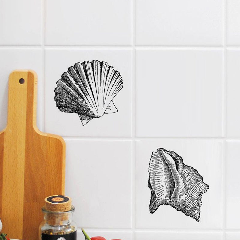 Stick On Grey Kids Wallpaper Panels 8' x 8" Lobster and Sea Shell Pattern Wall Art for Home Grey Clearhalo 'Wall Decor' 'Wallpaper' 1922111