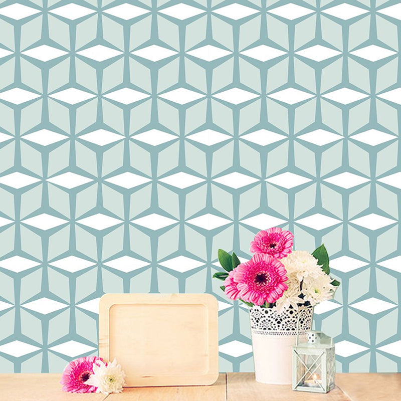 3D Effect Cube Wallpapers Modernism PVC Self Sticking Wall Covering for Dining Room Green Clearhalo 'Wall Decor' 'Wallpaper' 1922151