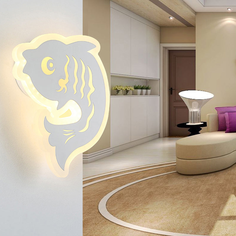 Acrylic Animal Sconce Light Modern Style LED Wall Lamp in White Finish for Hallway White Mermaid Clearhalo 'Wall Lamps & Sconces' 'Wall Lights' Lighting' 192218