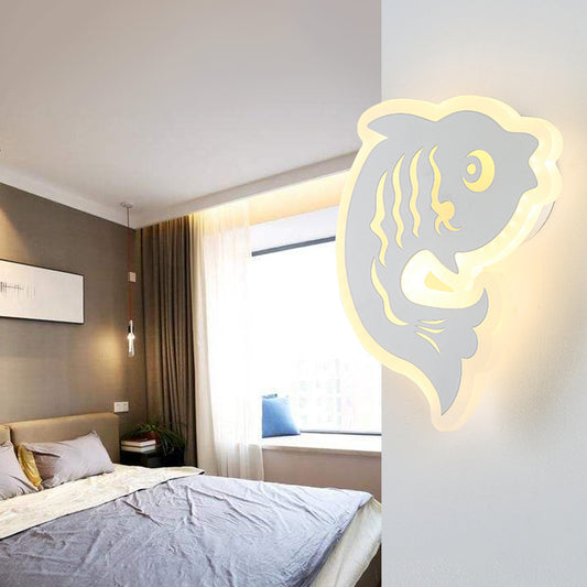 Acrylic Animal Sconce Light Modern Style LED Wall Lamp in White Finish for Hallway Clearhalo 'Wall Lamps & Sconces' 'Wall Lights' Lighting' 192220