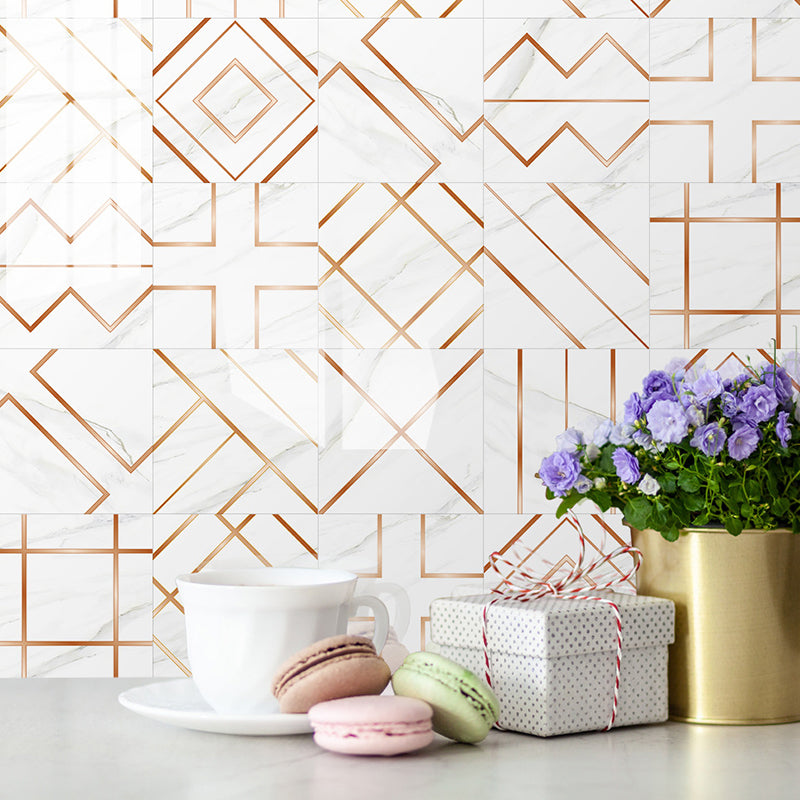 Modern Line Art Wallpaper Panels Orange Geometric Wall Covering for Dining Room, Easy Peel off Orange Clearhalo 'Modern wall decor' 'Modern' 'Wallpaper' Wall Decor' 1922215