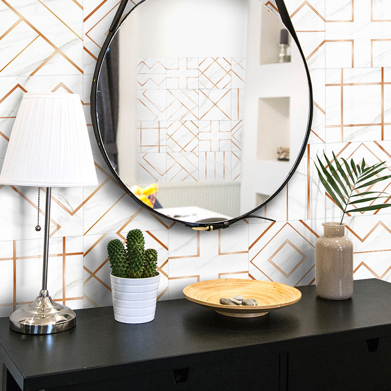 Modern Line Art Wallpaper Panels Orange Geometric Wall Covering for Dining Room, Easy Peel off Clearhalo 'Modern wall decor' 'Modern' 'Wallpaper' Wall Decor' 1922216