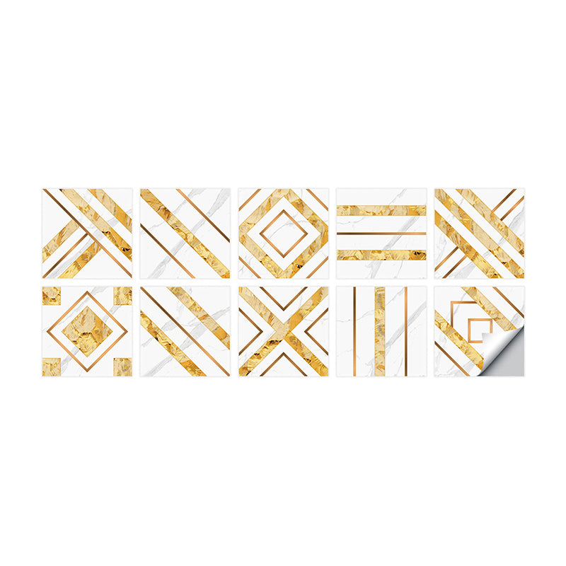 Gold Geometric Wallpaper Panels Self-Stick Modern Style Bathroom Wall Art, 8' x 8" Clearhalo 'Modern wall decor' 'Modern' 'Wallpaper' Wall Decor' 1922229