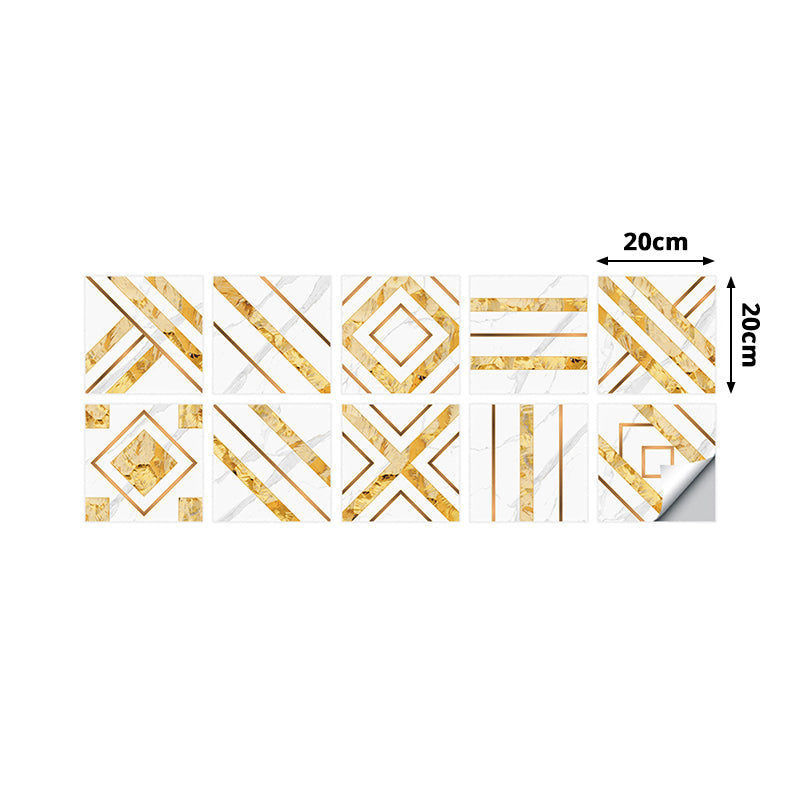 Gold Geometric Wallpaper Panels Self-Stick Modern Style Bathroom Wall Art, 8' x 8" Clearhalo 'Modern wall decor' 'Modern' 'Wallpaper' Wall Decor' 1922230