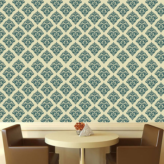 Self-Stick Jacquard Wallpaper Panels Vintage Beautiful Latticework Wall Art in Green, 4' x 20.5" Green Clearhalo 'Vintage wall decor' 'Vintage' 'Wallpaper' Wall Decor' 1922276