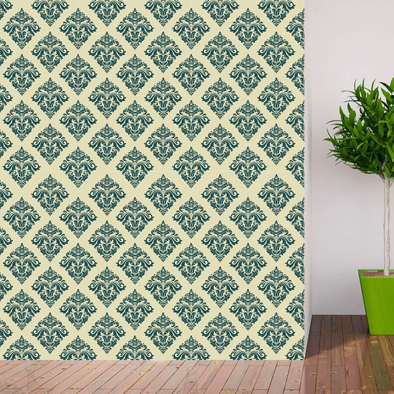 Self-Stick Jacquard Wallpaper Panels Vintage Beautiful Latticework Wall Art in Green, 4' x 20.5" Clearhalo 'Vintage wall decor' 'Vintage' 'Wallpaper' Wall Decor' 1922277