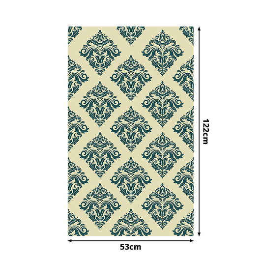 Self-Stick Jacquard Wallpaper Panels Vintage Beautiful Latticework Wall Art in Green, 4' x 20.5" Clearhalo 'Vintage wall decor' 'Vintage' 'Wallpaper' Wall Decor' 1922280