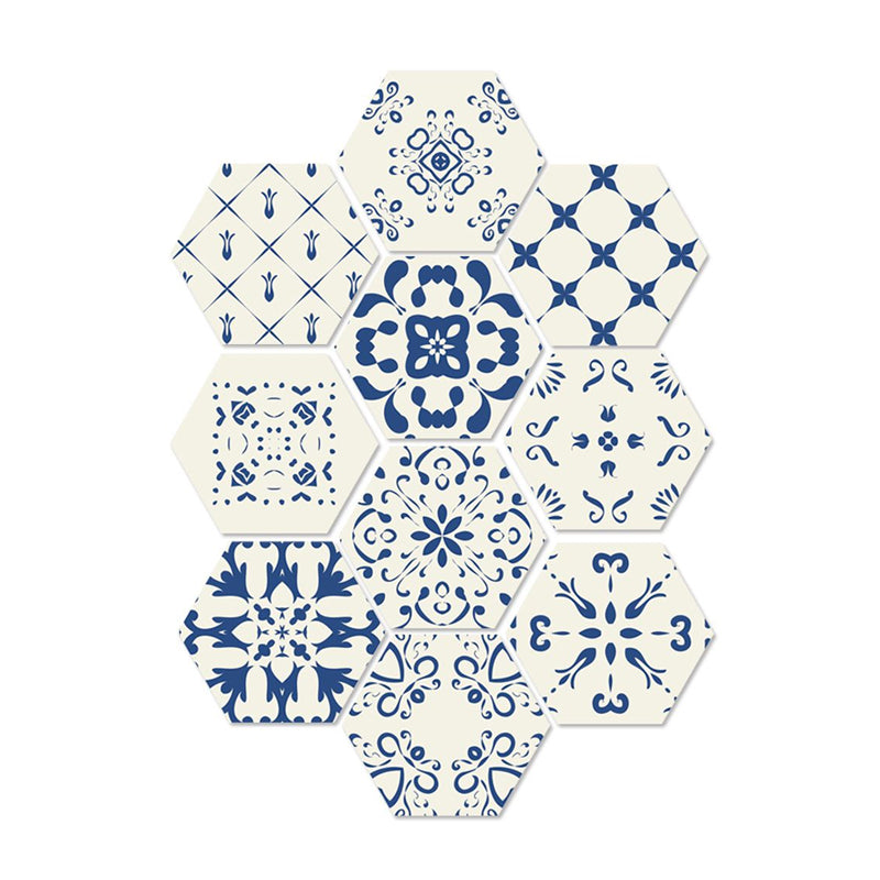 Adhesive Flower-Like Tile Wallpapers Blue Bohemian Wall Art for Living Room, 9' L x 8" W Clearhalo 'Wall Decor' 'Wallpaper' 1922418