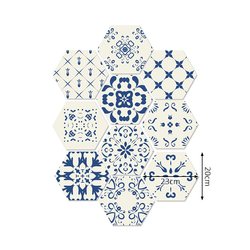 Adhesive Flower-Like Tile Wallpapers Blue Bohemian Wall Art for Living Room, 9' L x 8" W Clearhalo 'Wall Decor' 'Wallpaper' 1922419