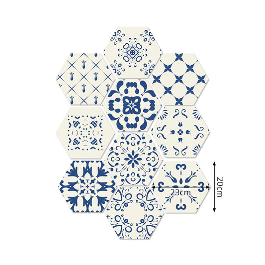 Adhesive Flower-Like Tile Wallpapers Blue Bohemian Wall Art for Living Room, 9' L x 8" W Clearhalo 'Wall Decor' 'Wallpaper' 1922419