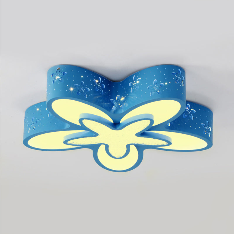 Starfish Shape Kindergarten Flush Mount Ceiling Light Acrylic Cartoon Ceiling Light Fixture Blue Third Gear Clearhalo 'Ceiling Lights' 'Close To Ceiling Lights' 'Close to ceiling' 'Flush mount' Lighting' 192258