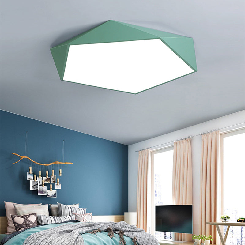 Acrylic Pentagon Slim Ceiling Light Nordic Design LED Flush Mount Light for Bathroom Green Clearhalo 'Ceiling Lights' 'Close To Ceiling Lights' 'Close to ceiling' 'Flush mount' Lighting' 192263