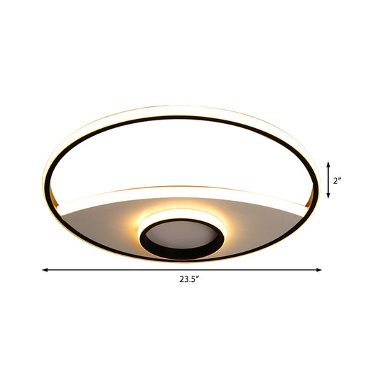 Silver Circle Ceiling Fixture Modern Acrylic 16"/19.5"/23.5" Flushmount Lights in Warm/White Clearhalo 'Ceiling Lights' 'Close To Ceiling Lights' 'Close to ceiling' 'Flush mount' Lighting' 1922635