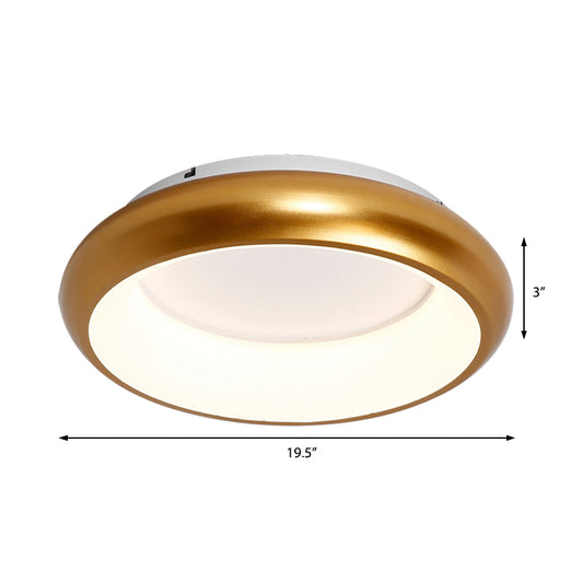 19.5"/25.5" W Donut Flush Mount Lighting Macaron Metal and Acrylic Integrated Led Flush Lamp in Black/Green/Gold/White Clearhalo 'Ceiling Lights' 'Close To Ceiling Lights' 'Close to ceiling' 'Flush mount' Lighting' 1922682