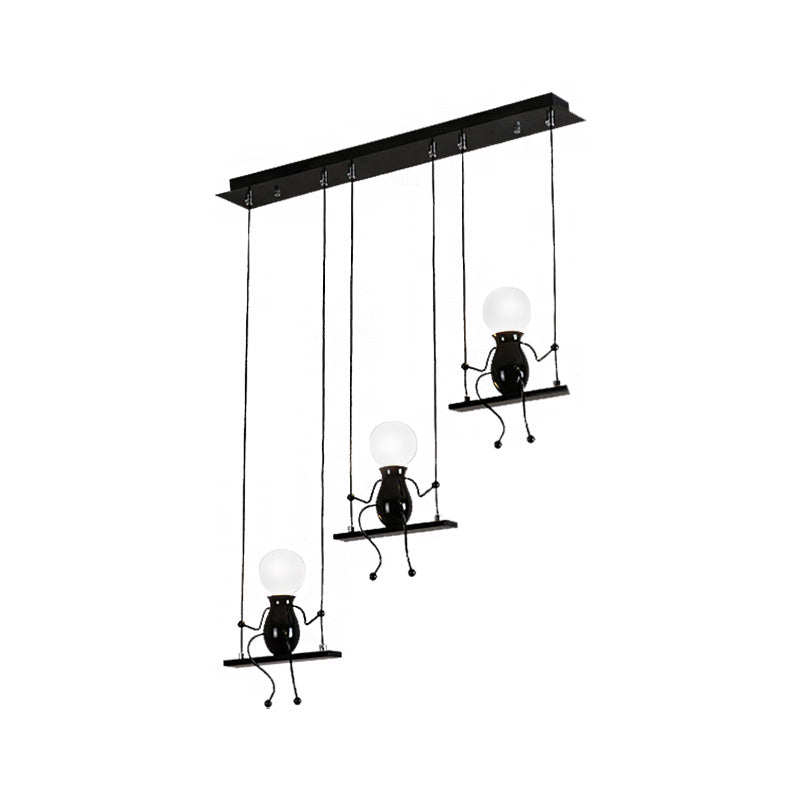 3/4/6 Bulbs Little People Multi Pendant Light Contemporary Metal Hanging Light Fixture in Black Clearhalo 'Ceiling Lights' 'Pendant Lights' 'Pendants' Lighting' 1922709