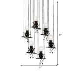 3/4/6 Bulbs Little People Multi Pendant Light Contemporary Metal Hanging Light Fixture in Black Clearhalo 'Ceiling Lights' 'Pendant Lights' 'Pendants' Lighting' 1922713