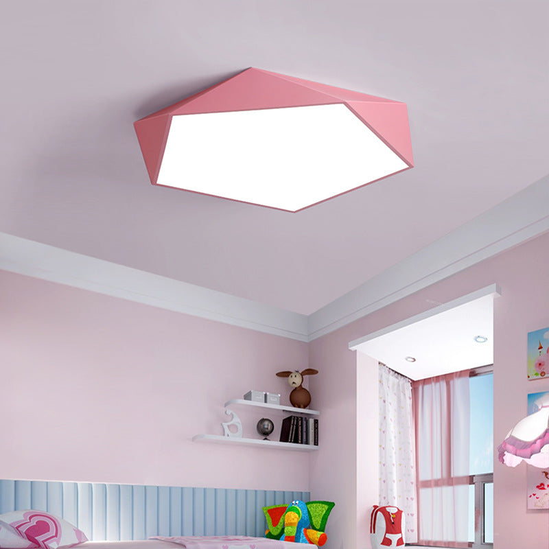 Acrylic Pentagon Slim Ceiling Light Nordic Design LED Flush Mount Light for Bathroom Pink Clearhalo 'Ceiling Lights' 'Close To Ceiling Lights' 'Close to ceiling' 'Flush mount' Lighting' 192273