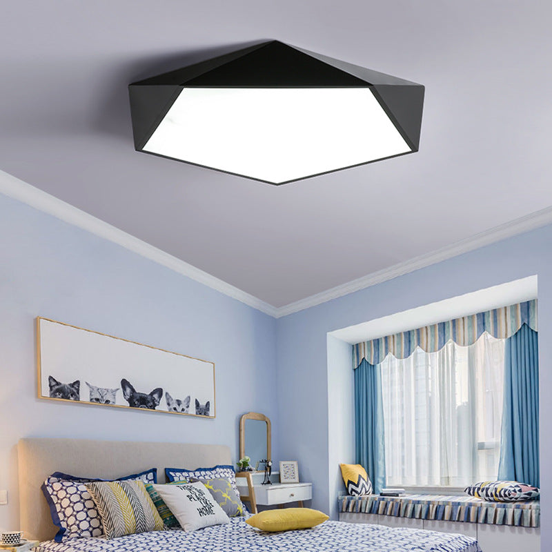 Acrylic Pentagon Slim Ceiling Light Nordic Design LED Flush Mount Light for Bathroom Black Clearhalo 'Ceiling Lights' 'Close To Ceiling Lights' 'Close to ceiling' 'Flush mount' Lighting' 192275