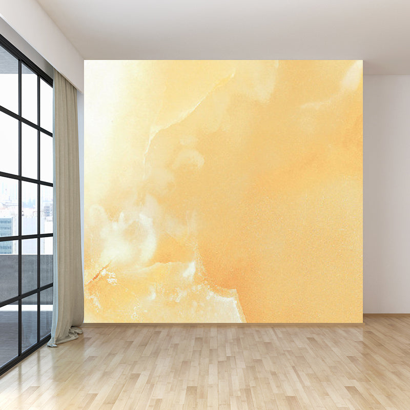 Waterproof Marble Effect Wall Mural Modern Non-Woven Wall Art, Custom Size Available Yellow Clearhalo 'Wall Decor' 'Wall Mural' 1922891