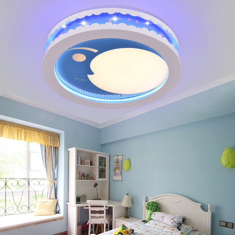 Circle Kid Bedroom Ceiling Light Fixture Acrylic ,shopify Art Deco LED Flush Ceiling Lights Blue Clearhalo 'Ceiling Lights' 'Close To Ceiling Lights' 'Lighting' 192400_2fc26ebb-697c-47c7-a14b-fd997b02c95e