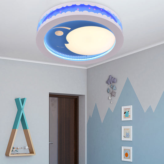 Circle Kid Bedroom Ceiling Light Fixture Acrylic Art Deco LED Flush Ceiling Lights Clearhalo 'Ceiling Lights' 'Close To Ceiling Lights' 'Close to ceiling' 'Flush mount' Lighting' 192401