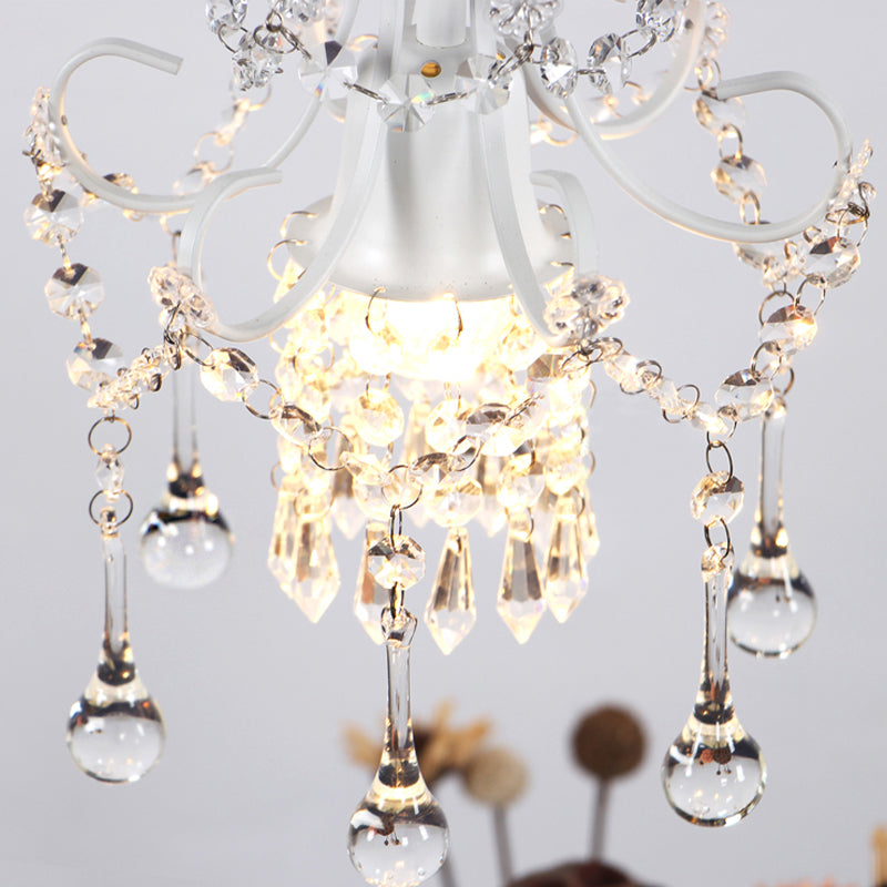 1 Light Crystal Ball Pendant Light Ornate Metal Hanging Light in White for Restaurant Clearhalo 'Ceiling Lights' 'Pendant Lights' 'Pendants' Lighting' 192494