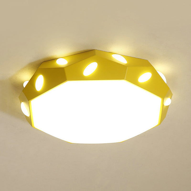 Octagon Shade Flush Ceiling Light with Leaf Macaron Loft Acrylic LED Ceiling Lamp for Kid Bedroom Clearhalo 'Ceiling Lights' 'Close To Ceiling Lights' 'Close to ceiling' 'Flush mount' Lighting' 192496