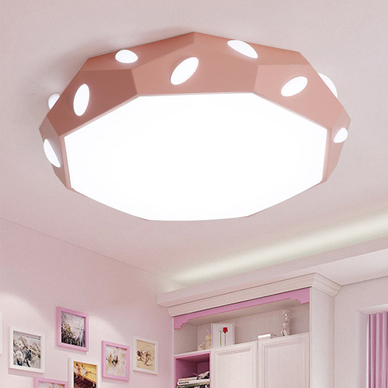 Octagon Shade Flush Ceiling Light with Leaf Macaron Loft Acrylic LED Ceiling Lamp for Kid Bedroom Clearhalo 'Ceiling Lights' 'Close To Ceiling Lights' 'Close to ceiling' 'Flush mount' Lighting' 192498