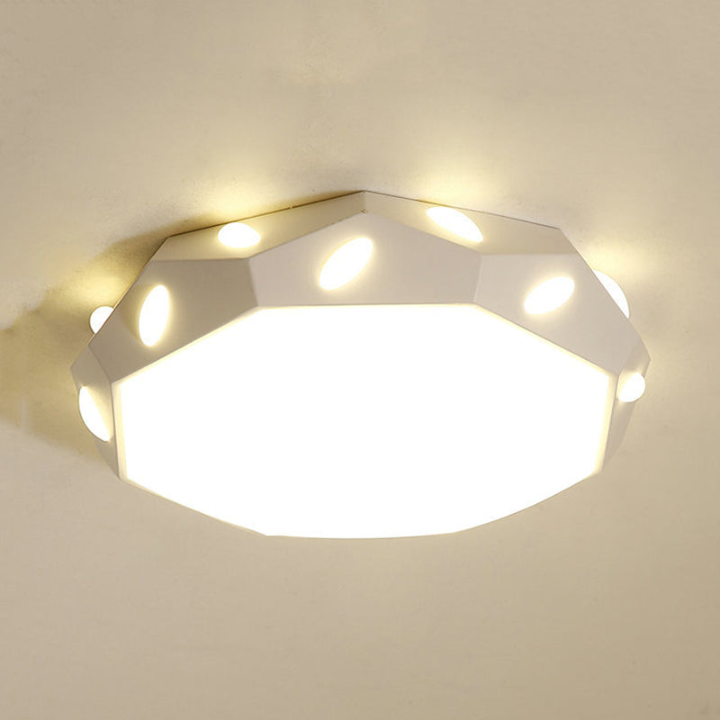 Octagon Shade Flush Ceiling Light with Leaf Macaron Loft Acrylic LED Ceiling Lamp for Kid Bedroom Clearhalo 'Ceiling Lights' 'Close To Ceiling Lights' 'Close to ceiling' 'Flush mount' Lighting' 192503