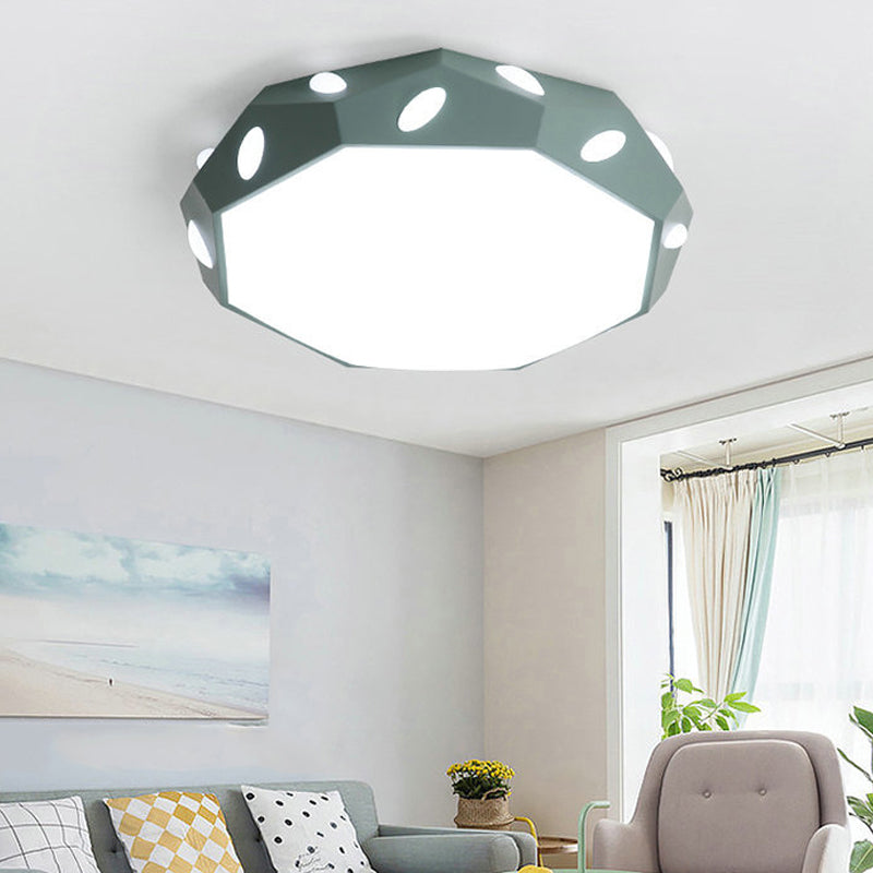 Octagon Shade Flush Ceiling Light with Leaf Macaron Loft Acrylic LED Ceiling Lamp for Kid Bedroom Clearhalo 'Ceiling Lights' 'Close To Ceiling Lights' 'Close to ceiling' 'Flush mount' Lighting' 192506