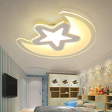 Modern White Finish Ceiling Light Moon and Star Acrylic LED Ceiling Mount Light for Kid Bedroom White 17" Warm Clearhalo 'Ceiling Lights' 'Close To Ceiling Lights' 'Close to ceiling' 'Flush mount' Lighting' 192562