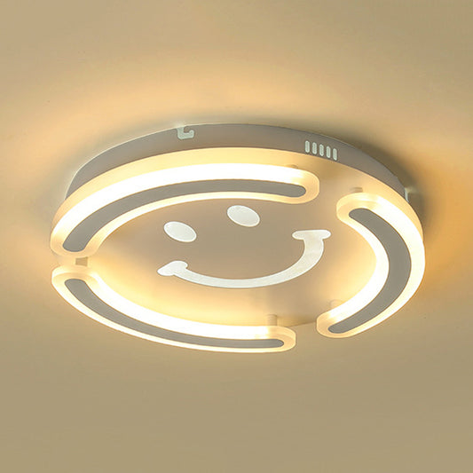 Acrylic Smile Face Flush Mount Light Kids LED Ceiling Lamp in White for Game Room Bedroom White Clearhalo 'Ceiling Lights' 'Close To Ceiling Lights' 'Close to ceiling' 'Flush mount' Lighting' 192586