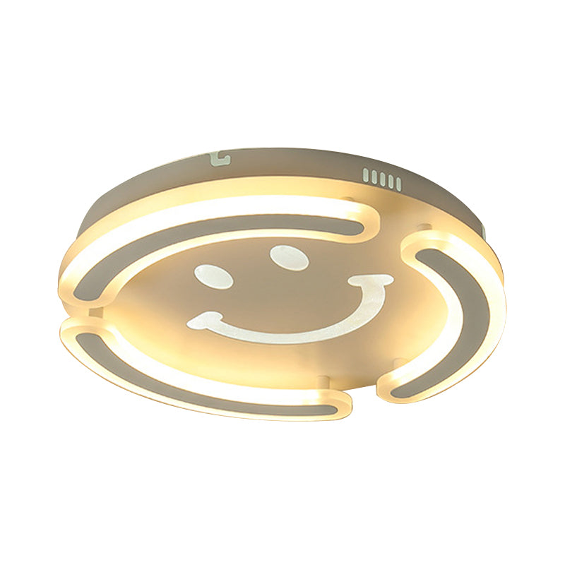 Acrylic Smile Face Flush Mount Light Kids LED Ceiling Lamp in White for Game Room Bedroom Clearhalo 'Ceiling Lights' 'Close To Ceiling Lights' 'Close to ceiling' 'Flush mount' Lighting' 192588